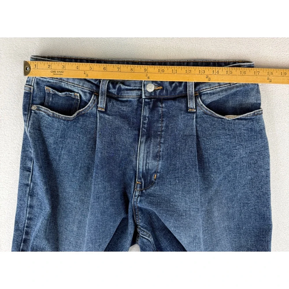Banana Republic Wide Leg Crop Jeans Womens 31/12 Blue Raw Hem Pleated Denim